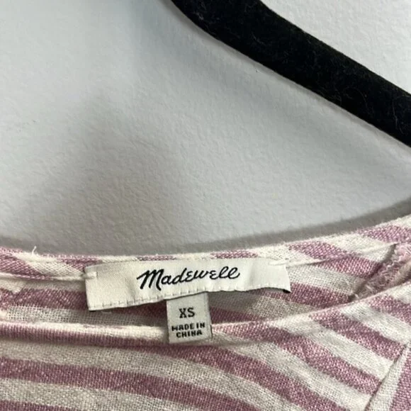 Madewell Daphne Rust Stripe-Play Button-Back Tee Dress Size Extra Small - Picture 3 of 5